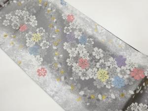 桜尽くしに花びら模様織出し袋帯